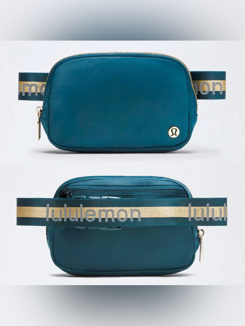 lululemon athletica Teal Crossbody Belt Bag with Gold Accents